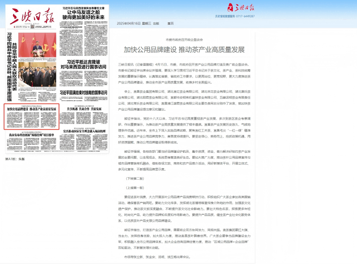 市委市政府召开政企恳谈会：加快公用品牌建设 推动茶产业高质量发展
