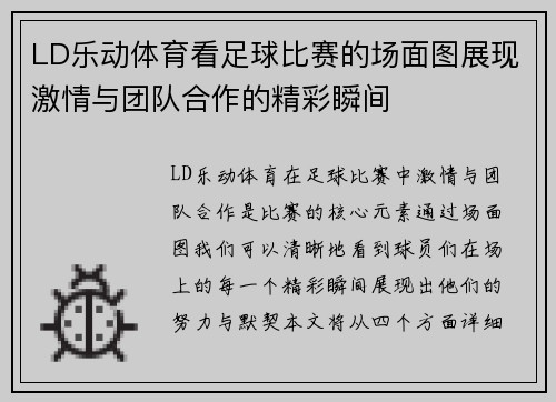 LD乐动体育看足球比赛的场面图展现激情与团队合作的精彩瞬间